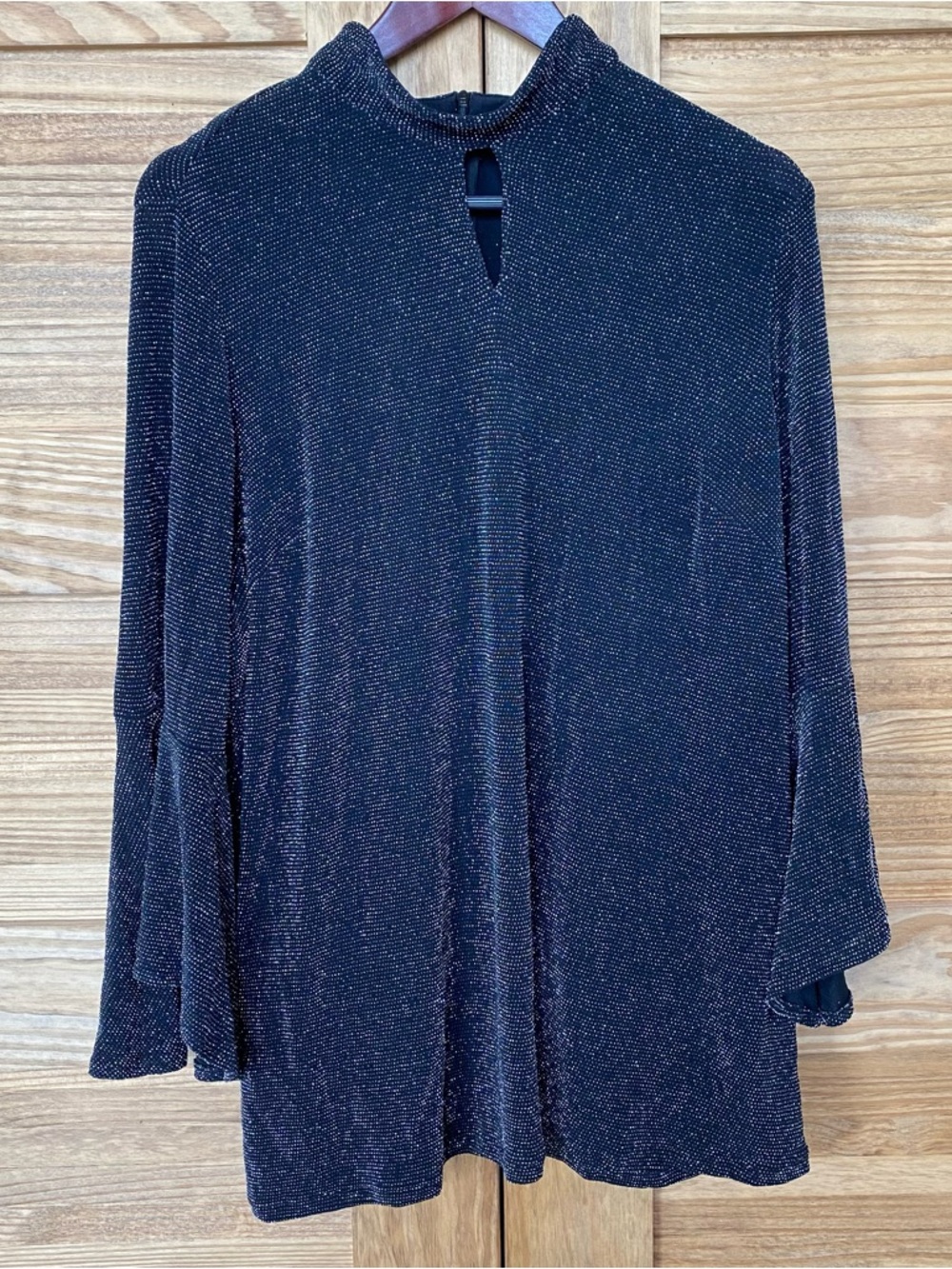 Nygard Women's Black Shimmer Mock-Neck Long Sleeve Top Size 1X